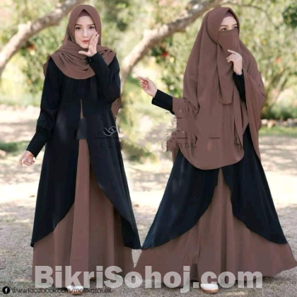 Dubai Cherry Borka with Hijab Nikab Set